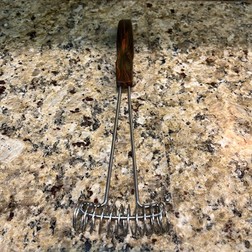 Vintage Cutco Whisk #1060 orange brown wood grain
